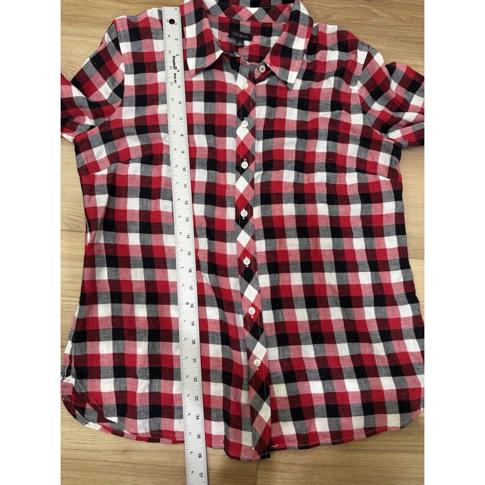 Talbots | Classic Cotton Shirt |  Red Pop Plaid  | Size M - Picture 4 of 7